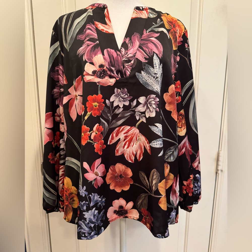 J. Crew floral silky popover blouse